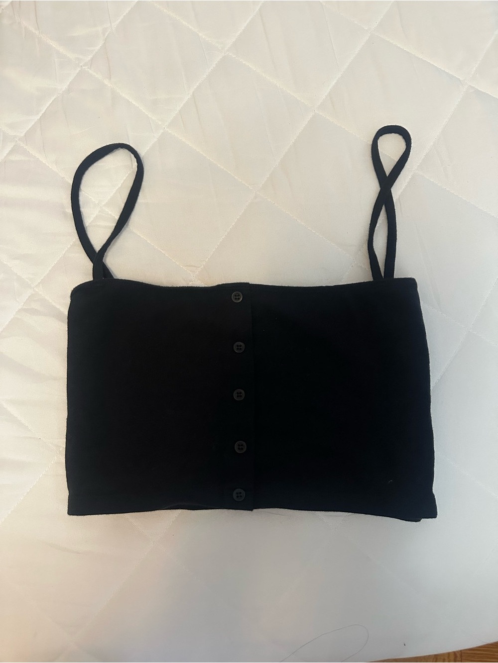 Brandy Melville Black Button Up Cropped Tank Top